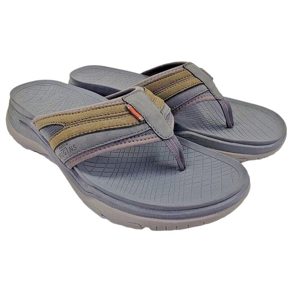 Earth Origins Boyd Men's Gray Brown Sport Comfort Sandals Flip Flop Thong Sz 8 M